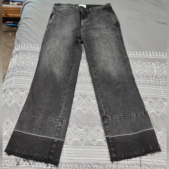 Current/Elliott High Waisted Wide Leg Released Hem Jeans Size 28 - Picture 9 of 9